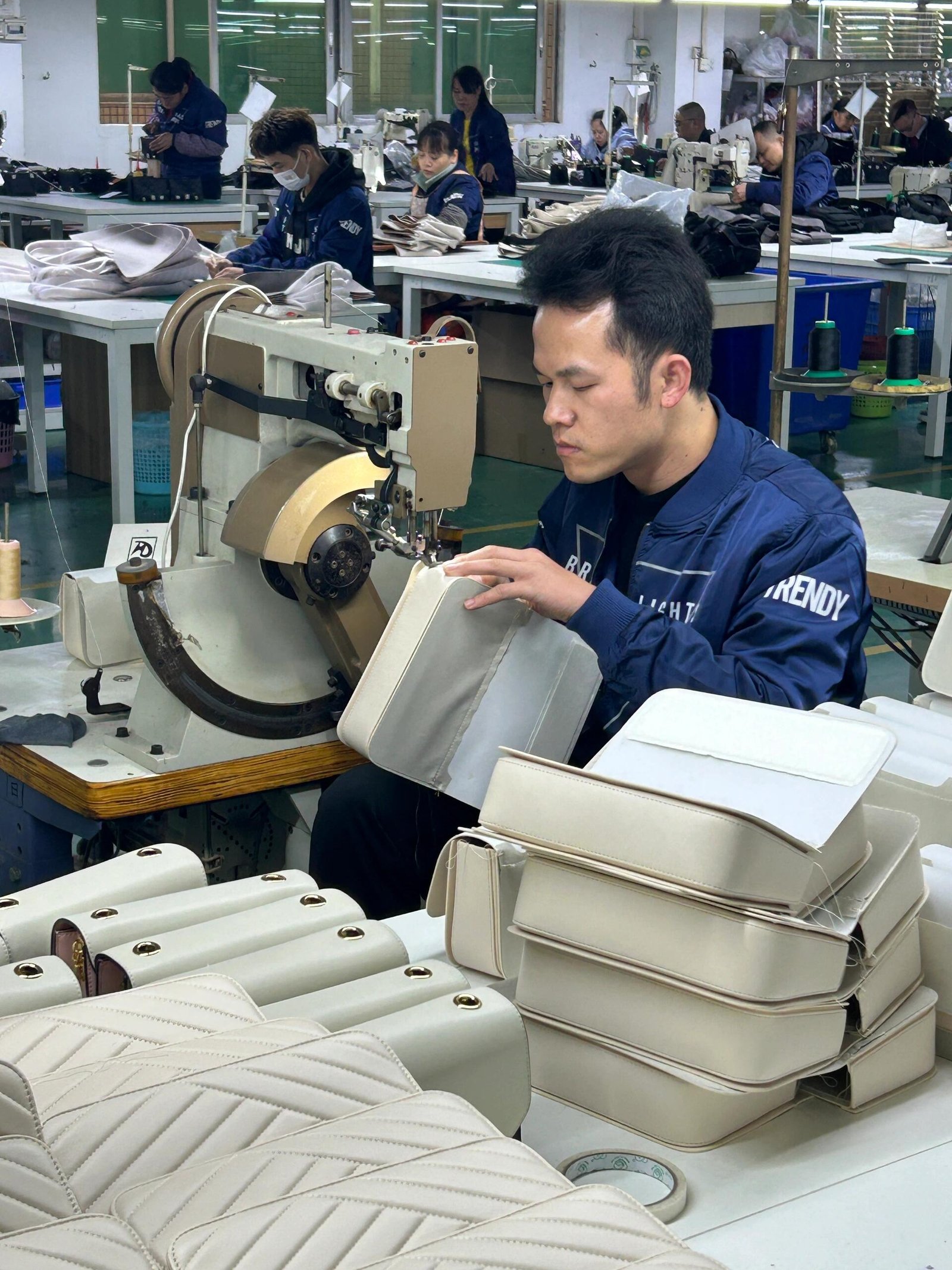 Leather bag machinery application